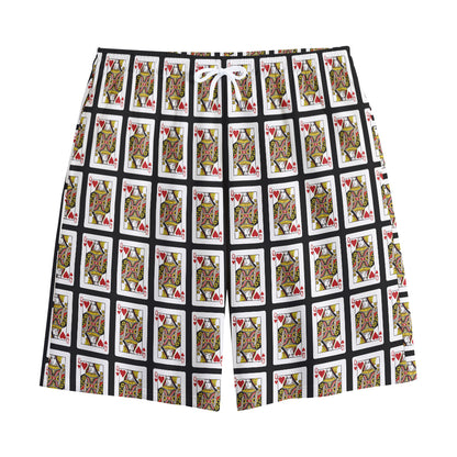 Queen Of Hearts Pattern Print Cotton Shorts
