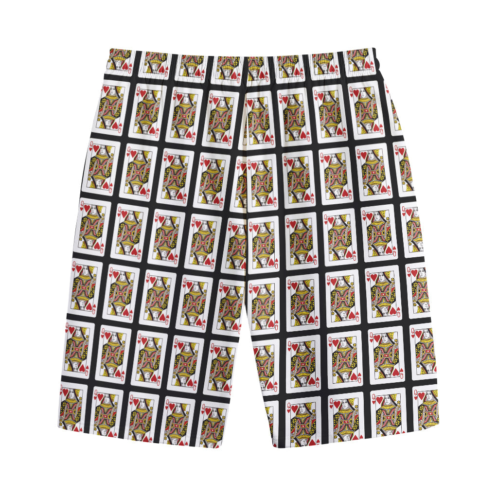 Queen Of Hearts Pattern Print Cotton Shorts