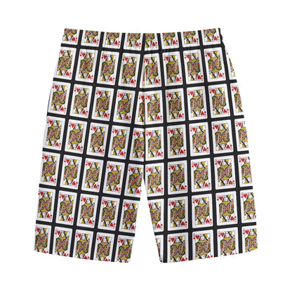 Queen Of Hearts Pattern Print Cotton Shorts