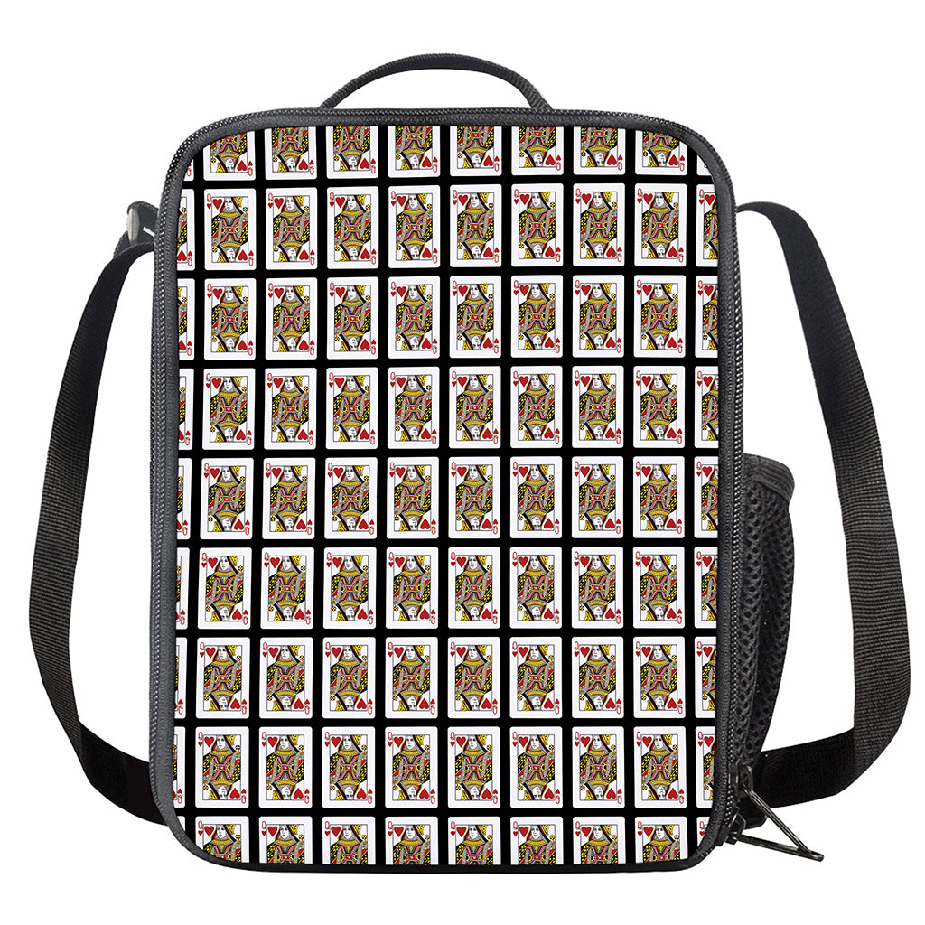 Queen Of Hearts Pattern Print Crossbody Lunch Bag