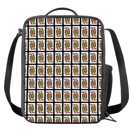 Queen Of Hearts Pattern Print Crossbody Lunch Bag