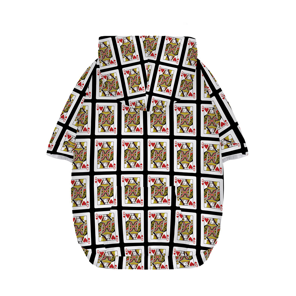 Queen Of Hearts Pattern Print Dog Zip Up Hoodie