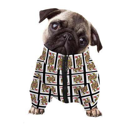 Queen Of Hearts Pattern Print Dog Zip Up Jacket