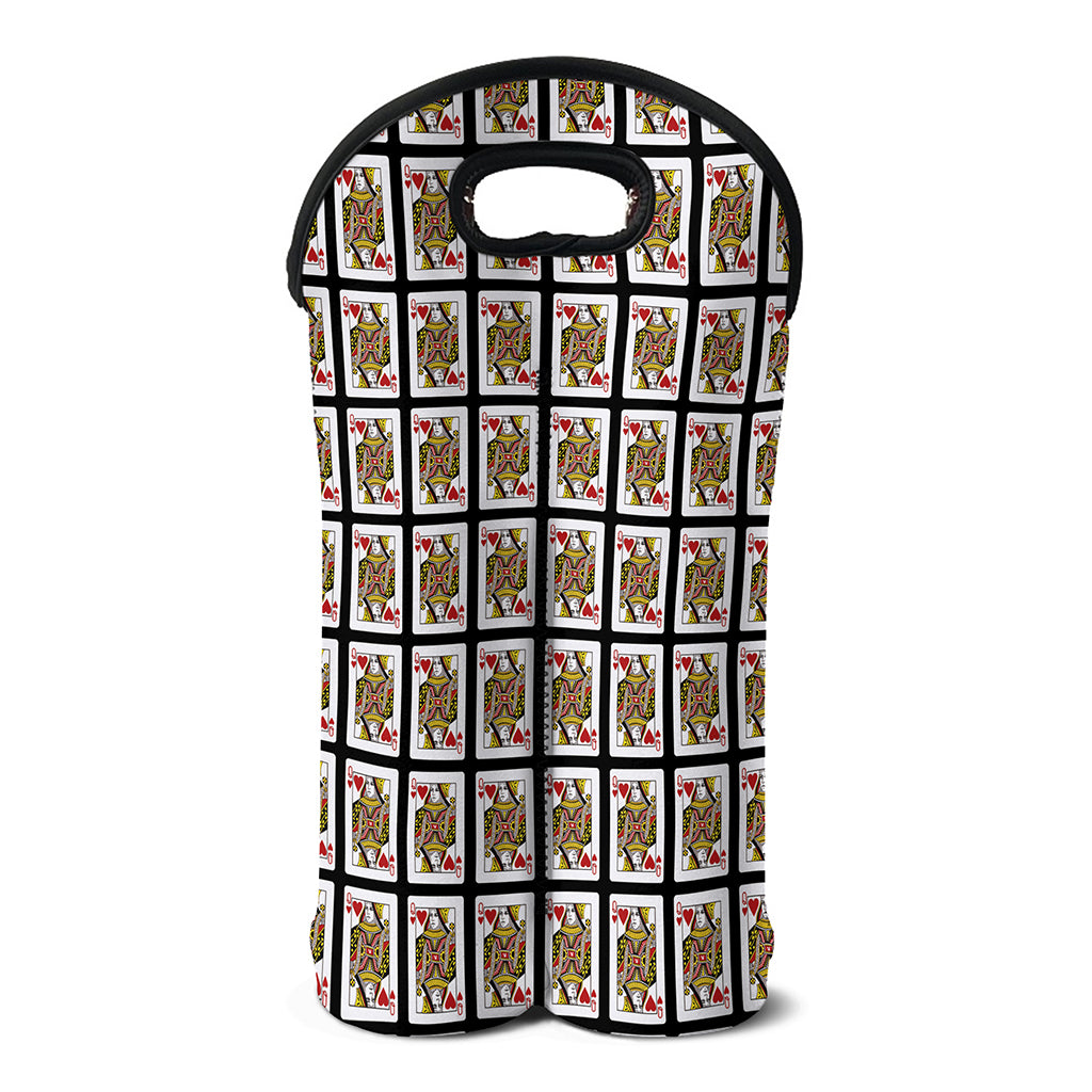 Queen Of Hearts Pattern Print Double Neoprene Wine Tote