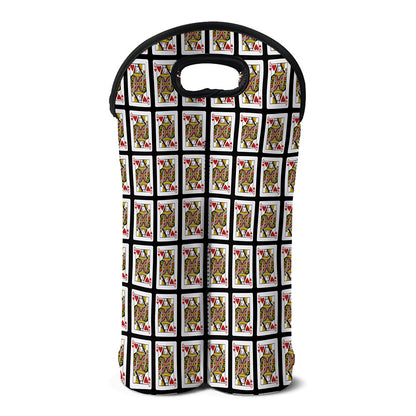 Queen Of Hearts Pattern Print Double Neoprene Wine Tote
