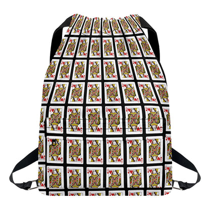 Queen Of Hearts Pattern Print Drawstring Backpack