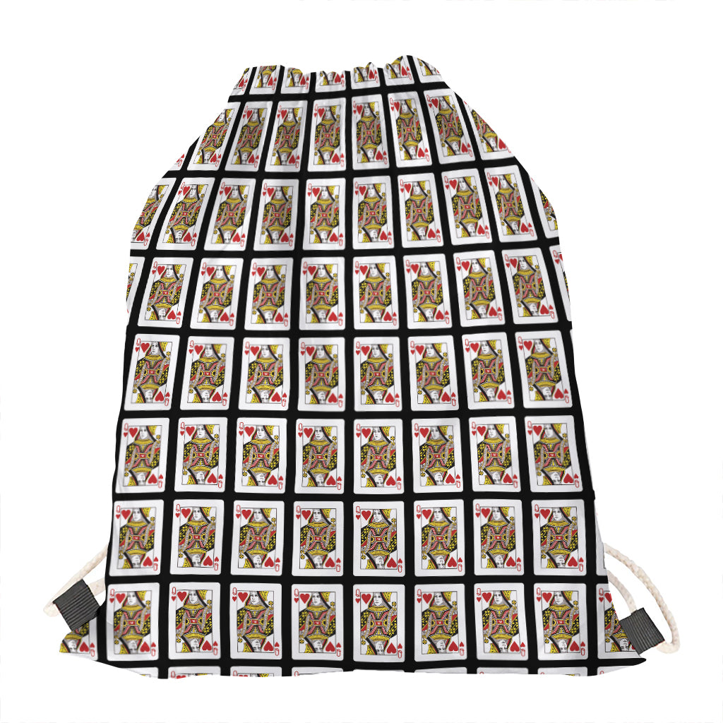 Queen Of Hearts Pattern Print Drawstring Bag