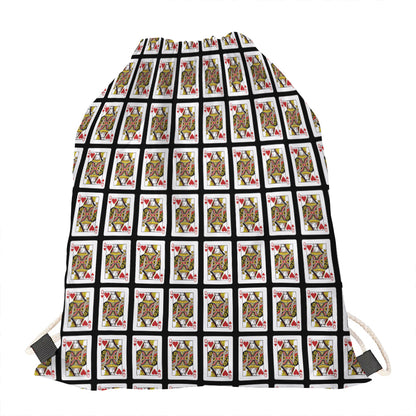 Queen Of Hearts Pattern Print Drawstring Bag