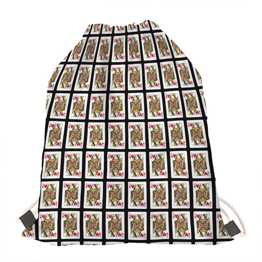 Queen Of Hearts Pattern Print Drawstring Bag