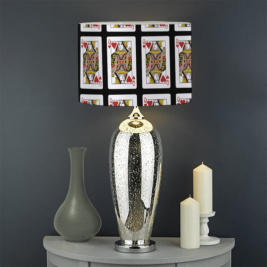 Queen Of Hearts Pattern Print Drum Lamp Shade