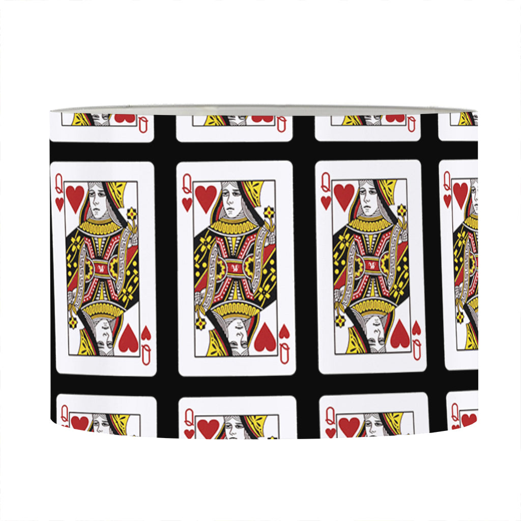 Queen Of Hearts Pattern Print Drum Lamp Shade