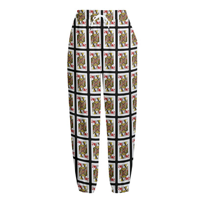 Queen Of Hearts Pattern Print Fleece Lined Knit Pants