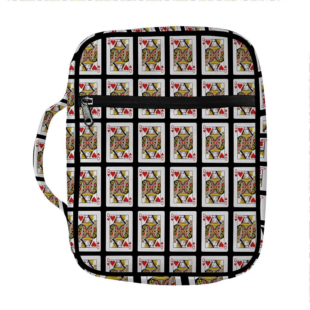 Queen Of Hearts Pattern Print Front Pocket Bible Bag