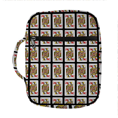 Queen Of Hearts Pattern Print Front Pocket Bible Bag