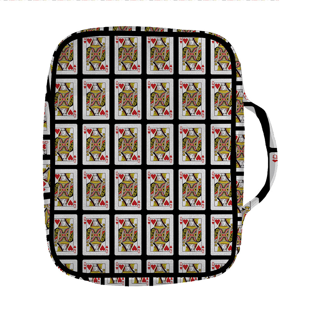 Queen Of Hearts Pattern Print Front Pocket Bible Bag
