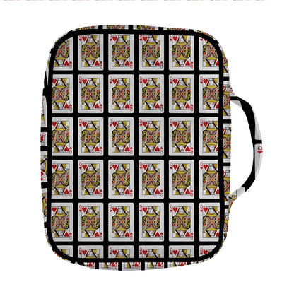 Queen Of Hearts Pattern Print Front Pocket Bible Bag