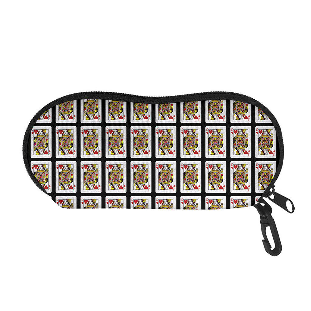 Queen Of Hearts Pattern Print Glasses Case
