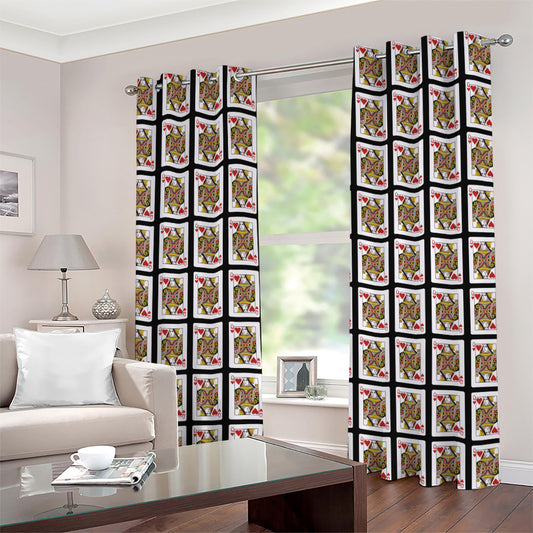 Queen Of Hearts Pattern Print Grommet Curtains