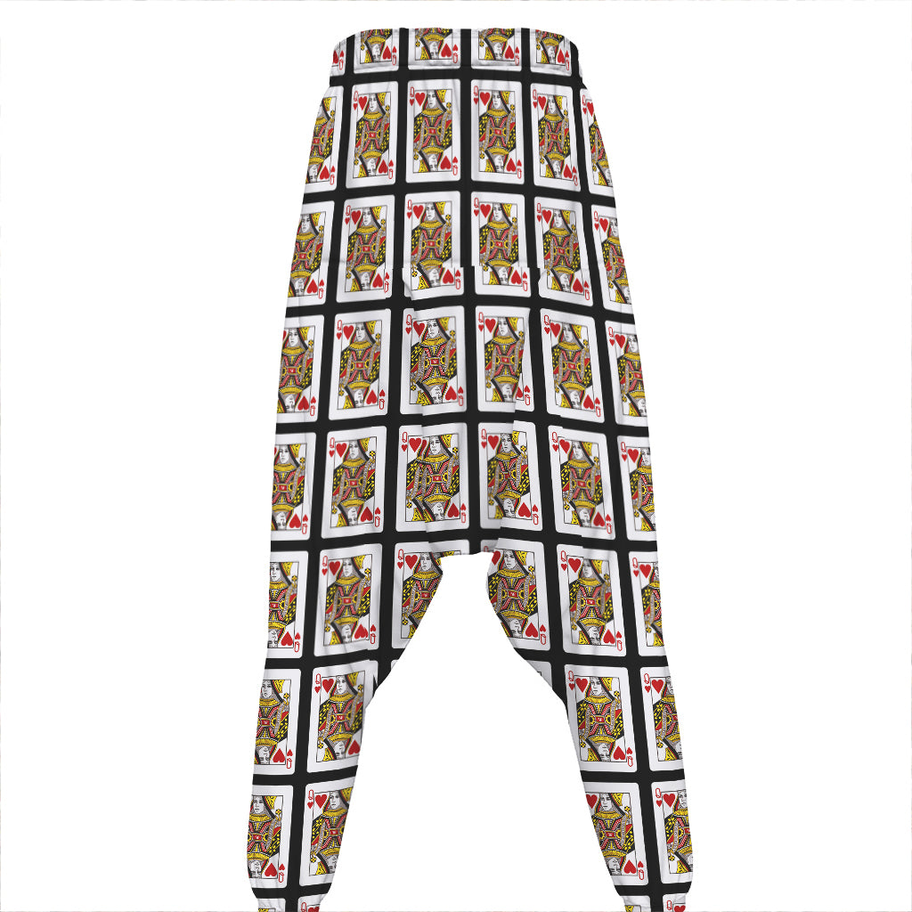 Queen Of Hearts Pattern Print Hammer Pants