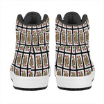 Queen Of Hearts Pattern Print High Top Leather Sneakers