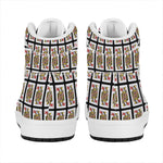 Queen Of Hearts Pattern Print High Top Leather Sneakers