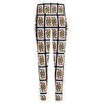 Queen Of Hearts Pattern Print High-Waisted Pocket Leggings