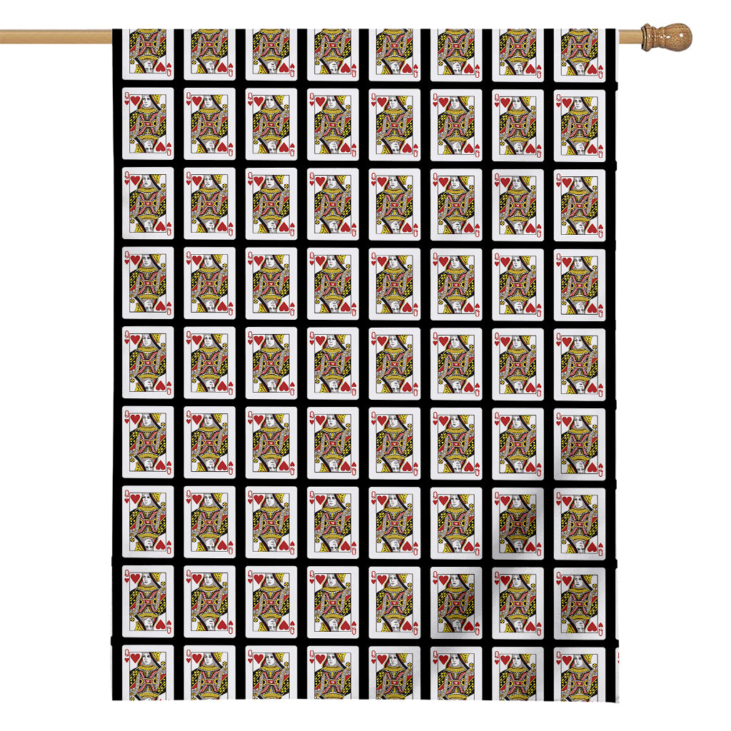 Queen Of Hearts Pattern Print House Flag