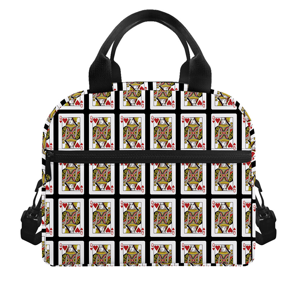 Queen Of Hearts Pattern Print Insulated Lunch Bag