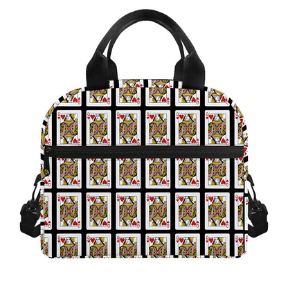 Queen Of Hearts Pattern Print Insulated Lunch Bag