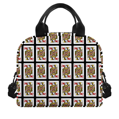 Queen Of Hearts Pattern Print Insulated Lunch Bag