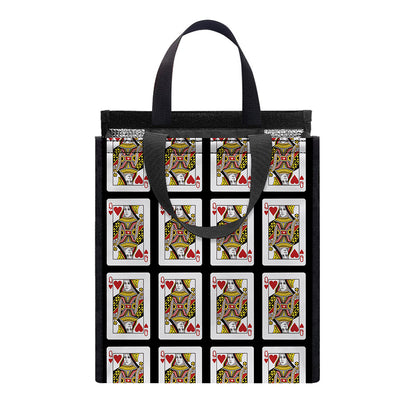 Queen Of Hearts Pattern Print Insulated Lunch Tote