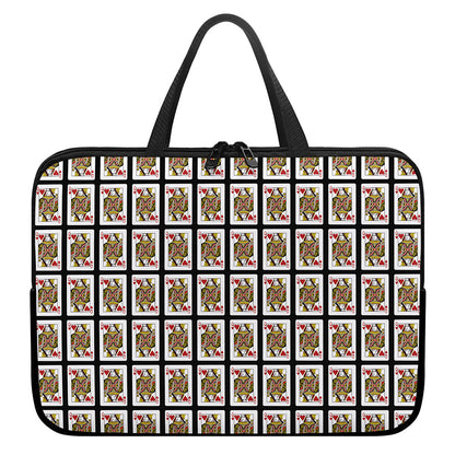 Queen Of Hearts Pattern Print Laptop Sleeve With Handle