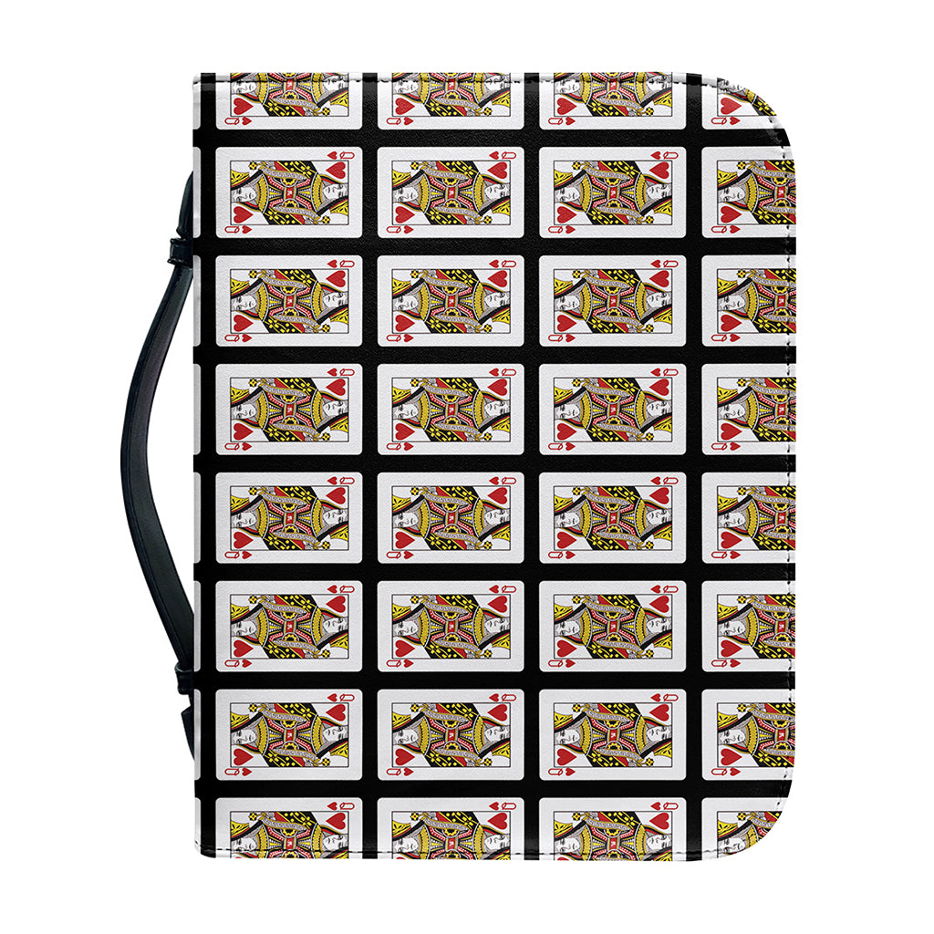 Queen Of Hearts Pattern Print Leather Bible Cover