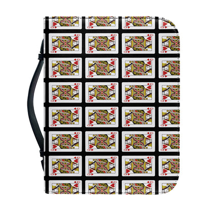 Queen Of Hearts Pattern Print Leather Bible Cover