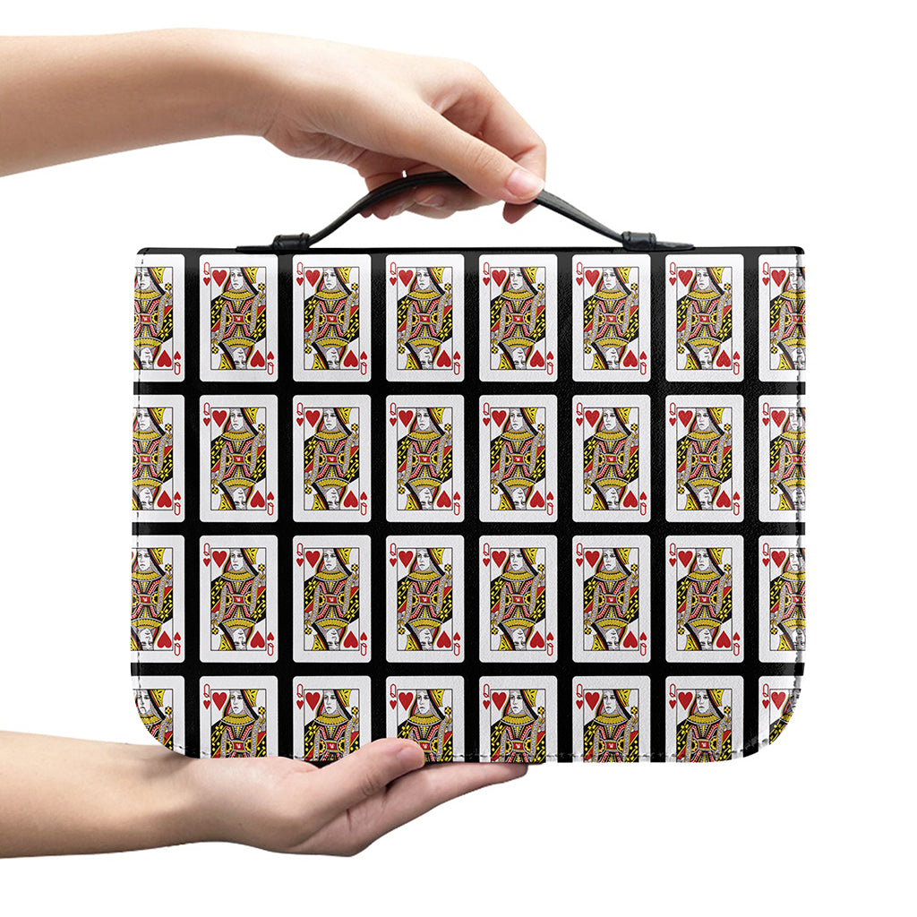 Queen Of Hearts Pattern Print Leather Bible Cover