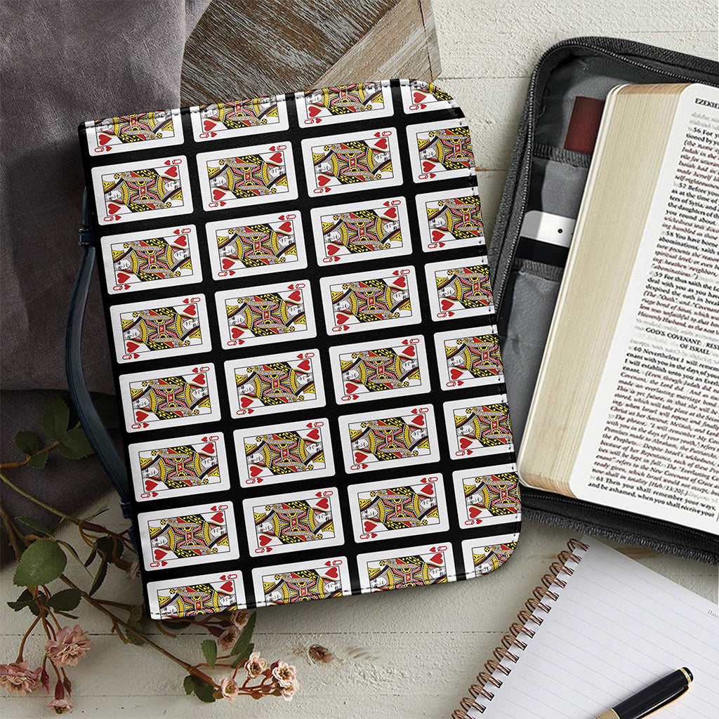 Queen Of Hearts Pattern Print Leather Bible Cover