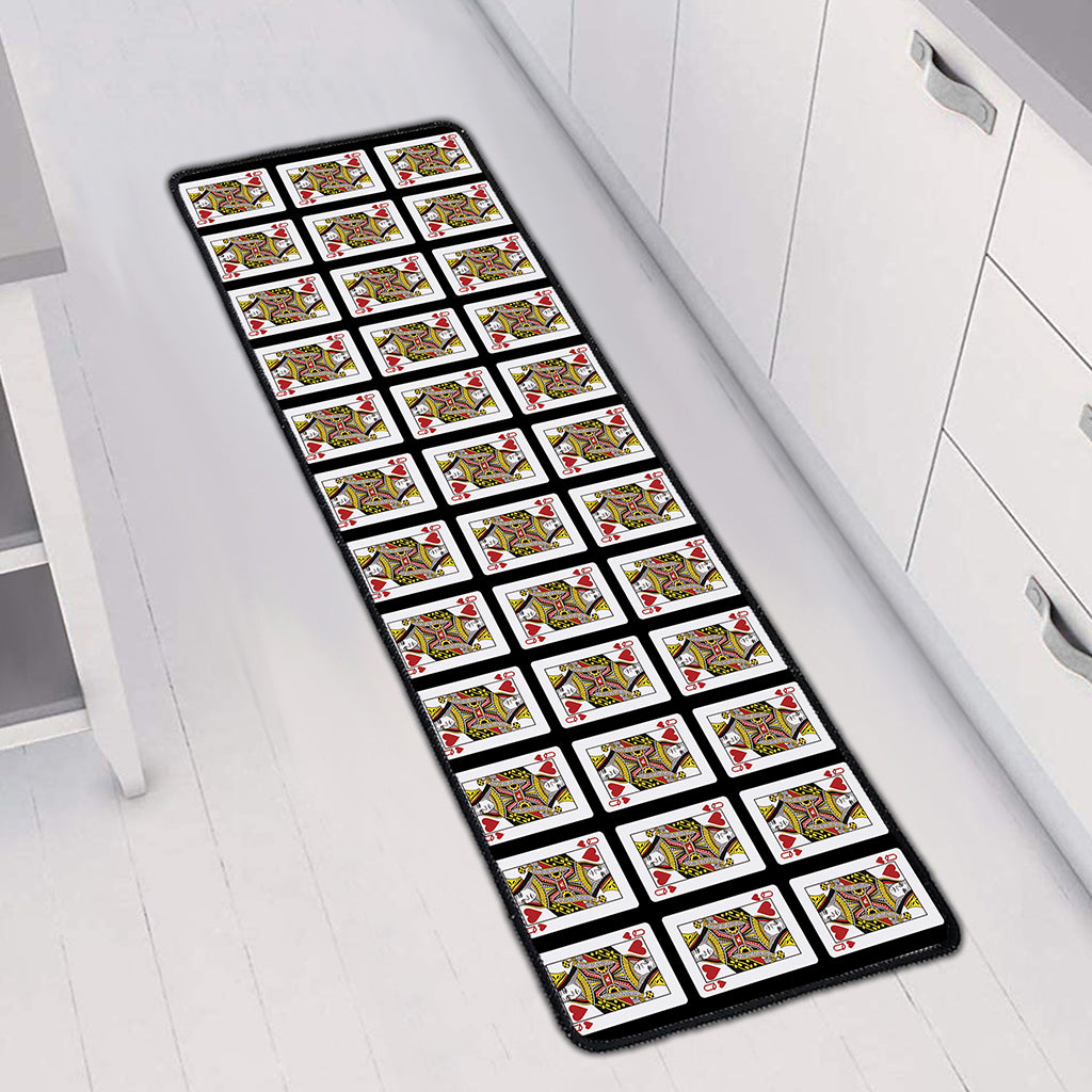 Queen Of Hearts Pattern Print Long Kitchen Mat