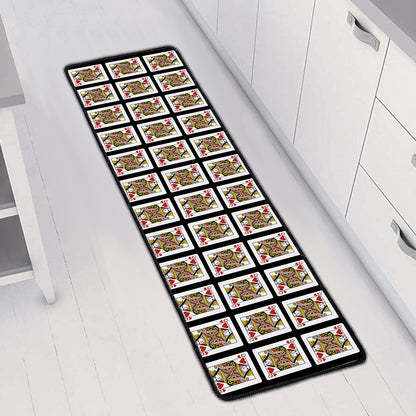 Queen Of Hearts Pattern Print Long Kitchen Mat