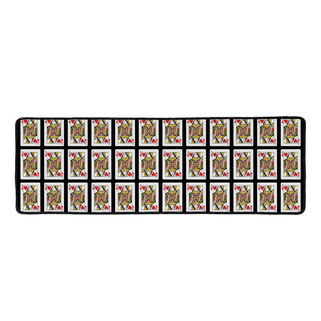 Queen Of Hearts Pattern Print Long Kitchen Mat