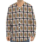 Queen Of Hearts Pattern Print Long Sleeve Baseball Jersey
