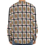 Queen Of Hearts Pattern Print Long Sleeve Baseball Jersey