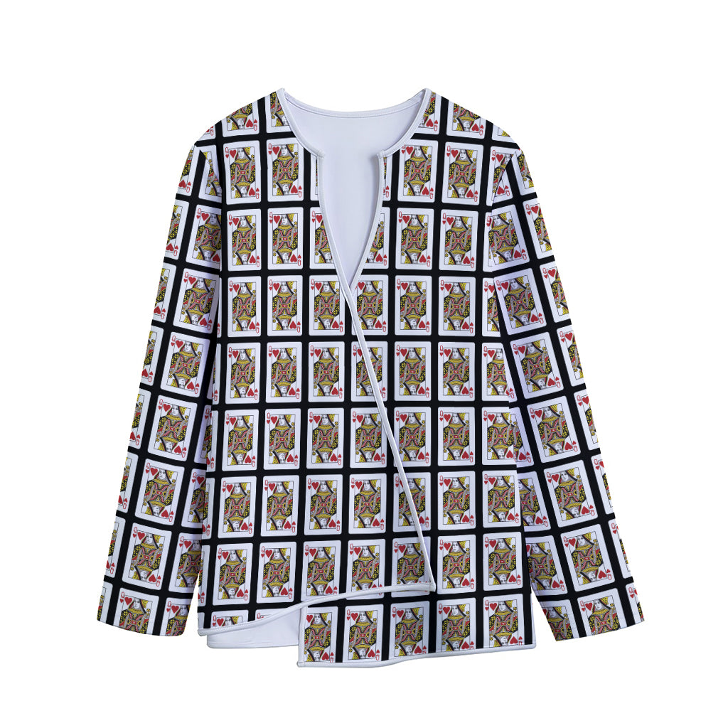 Queen Of Hearts Pattern Print Long Sleeve Short Coat