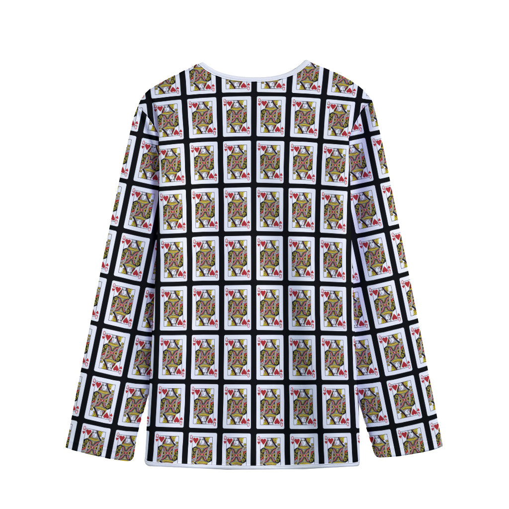 Queen Of Hearts Pattern Print Long Sleeve Short Coat