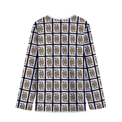 Queen Of Hearts Pattern Print Long Sleeve Short Coat