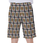 Queen Of Hearts Pattern Print Men's Beach Shorts