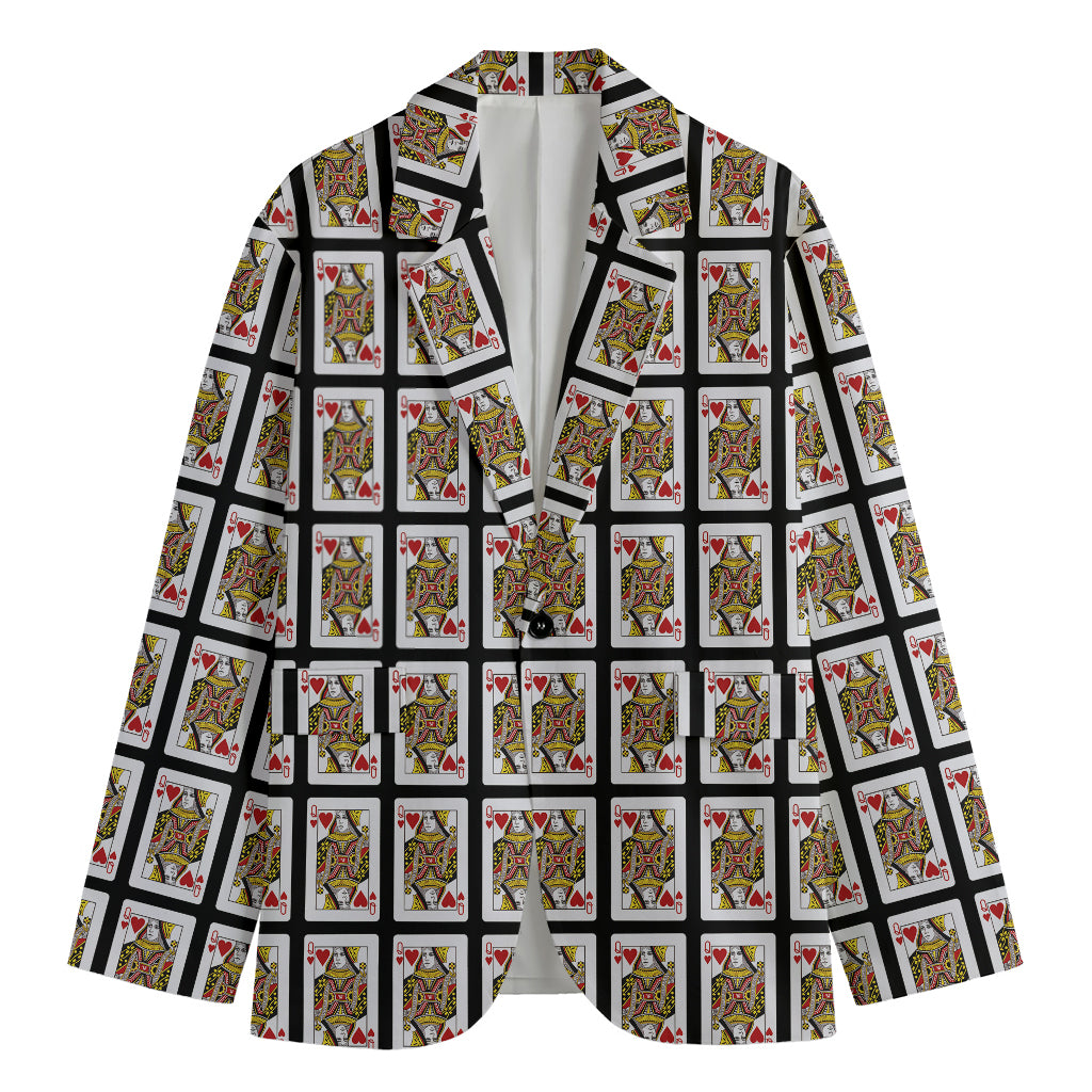 Queen Of Hearts Pattern Print Men's Blazer