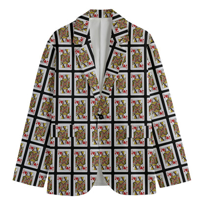 Queen Of Hearts Pattern Print Men's Blazer