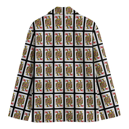 Queen Of Hearts Pattern Print Men's Blazer