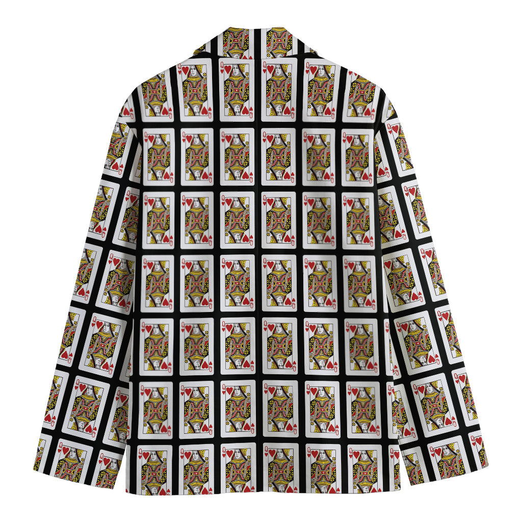 Queen Of Hearts Pattern Print Men's Cotton Blazer