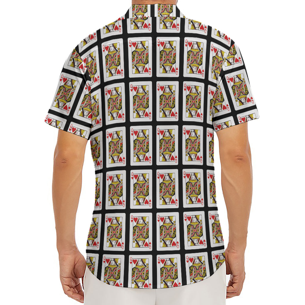 Queen Of Hearts Pattern Print Men's Deep V-Neck Shirt